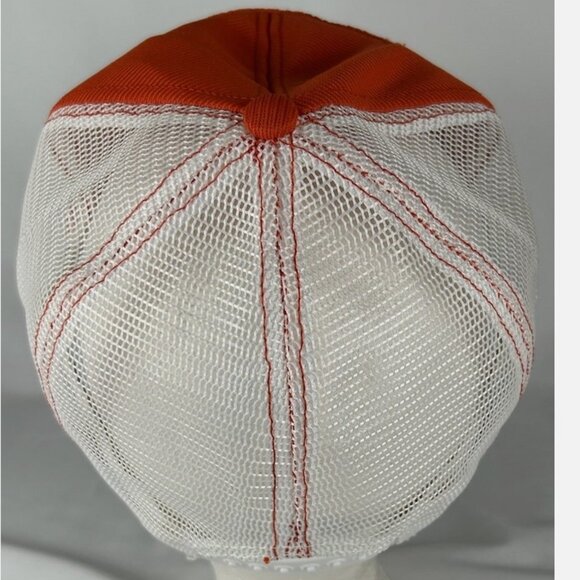 Vintage M & M General Contractors Orange Mesh Snapback Trucker Hat Cap Patch USA - Picture 4 of 7